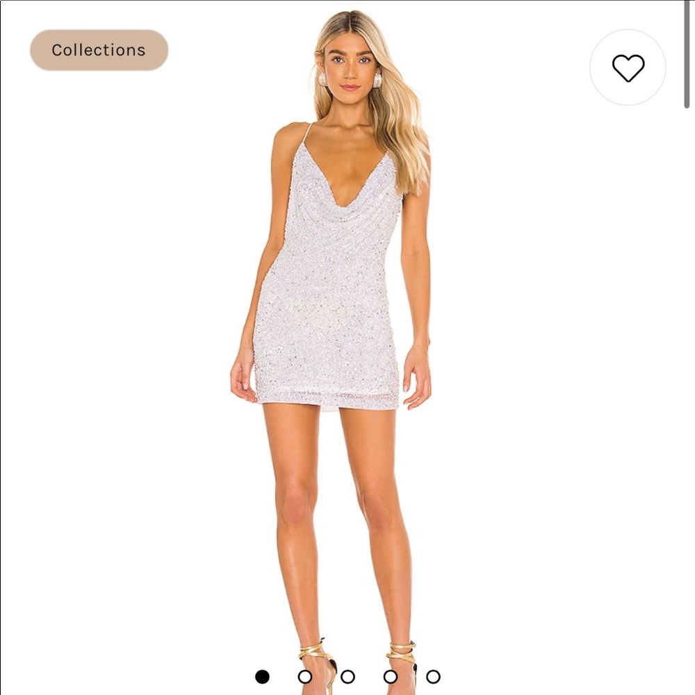 Retrofete X Revolve Mich Dress in silver and white. New with tags never worn!!